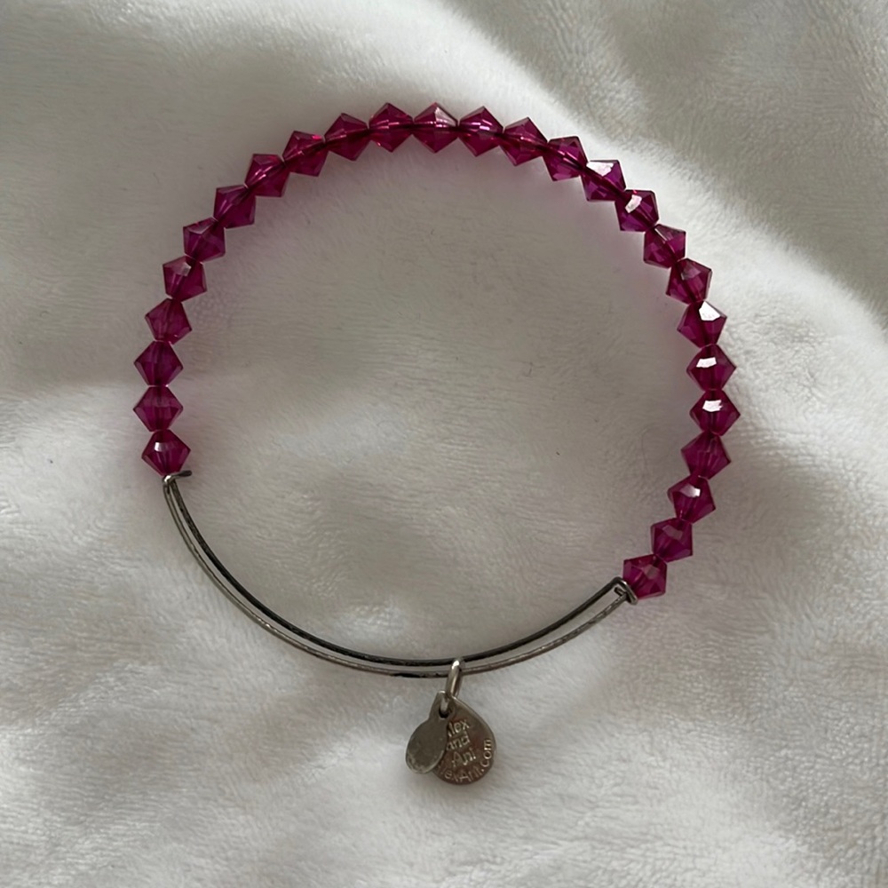 Alex and Ani pink beaded silver bracelet